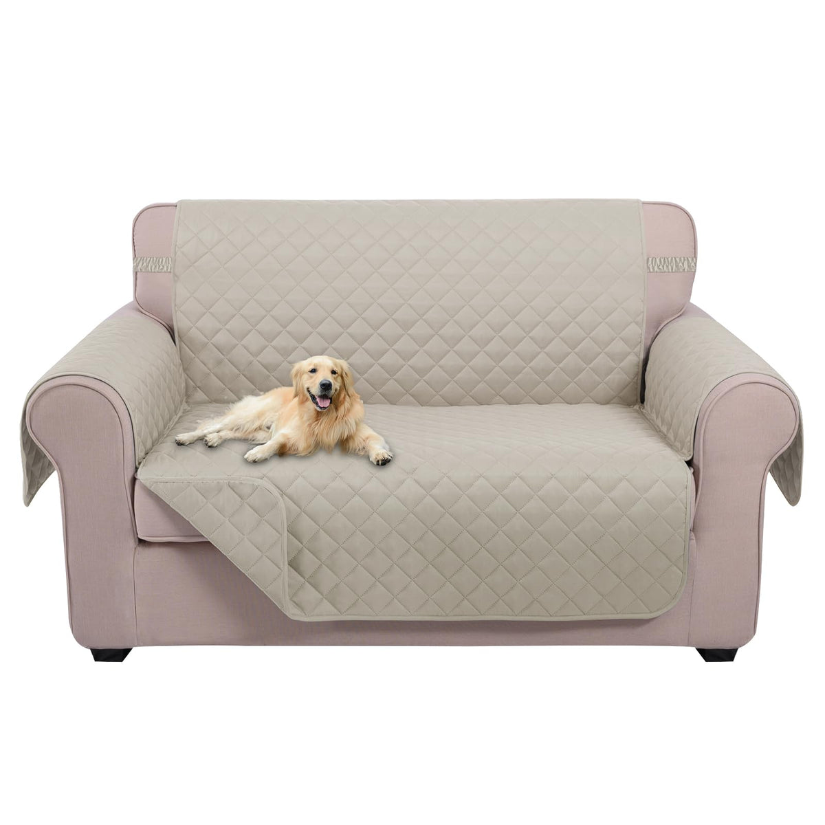 U-NICE HOME loveseat cover with quilted water-repellent fabric protects furniture