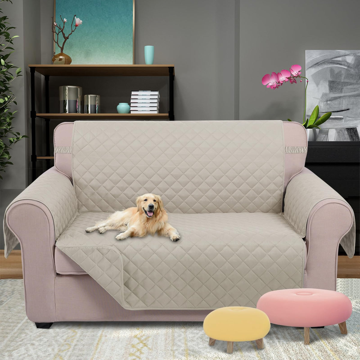 U-NICE HOME reversible loveseat cover in two colors for easy styling