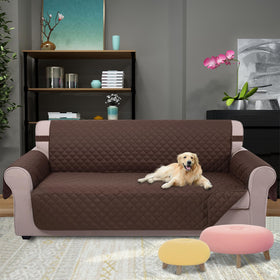 Back view of U-NICE HOME sofa cover highlighting water-repellent fabric and full-seat protection.