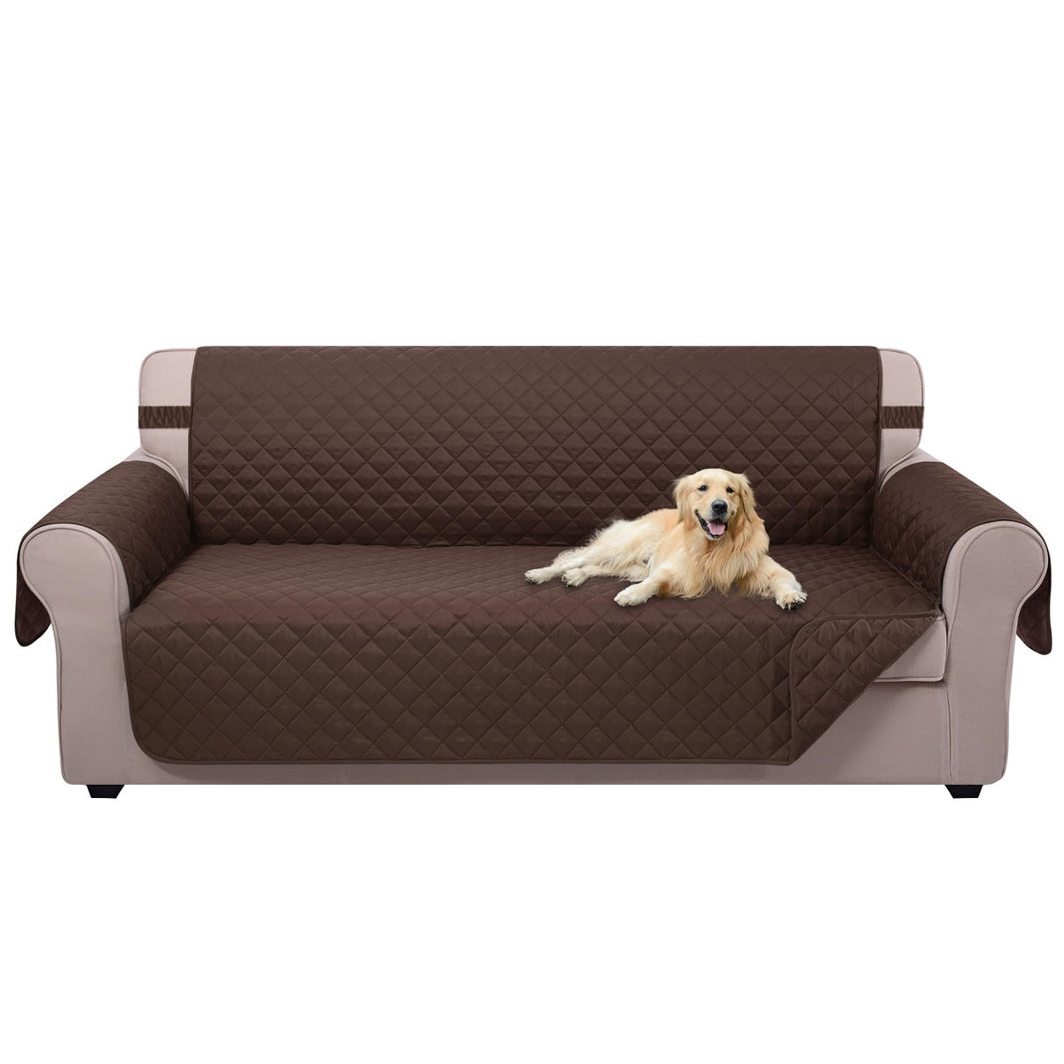 U-NICE HOME reversible sofa cover in chocolate, front view, showing dual colors.