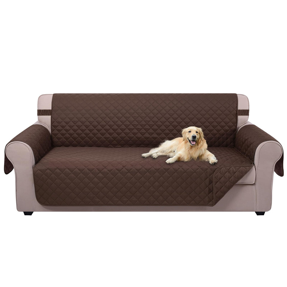 U-NICE HOME reversible sofa cover in chocolate, front view, showing dual colors.