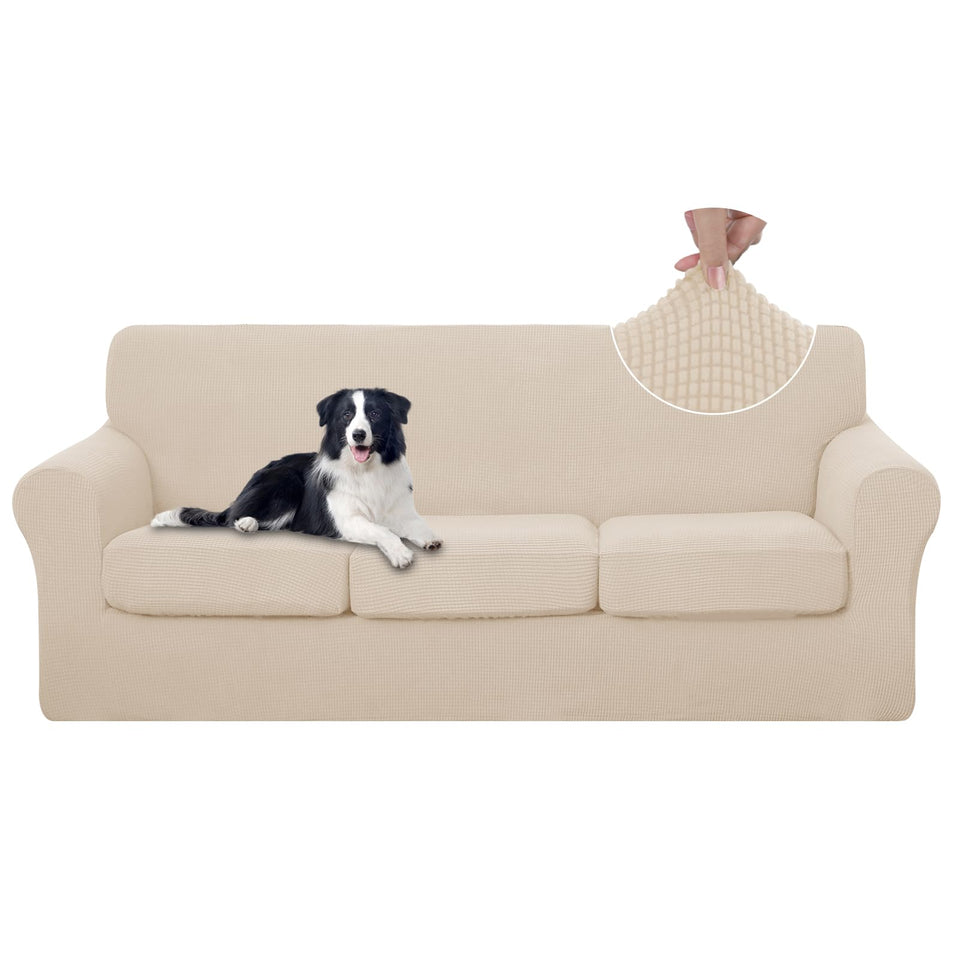 U-NICE HOME stretch couch cover 4-piece pack protects sofas from spills