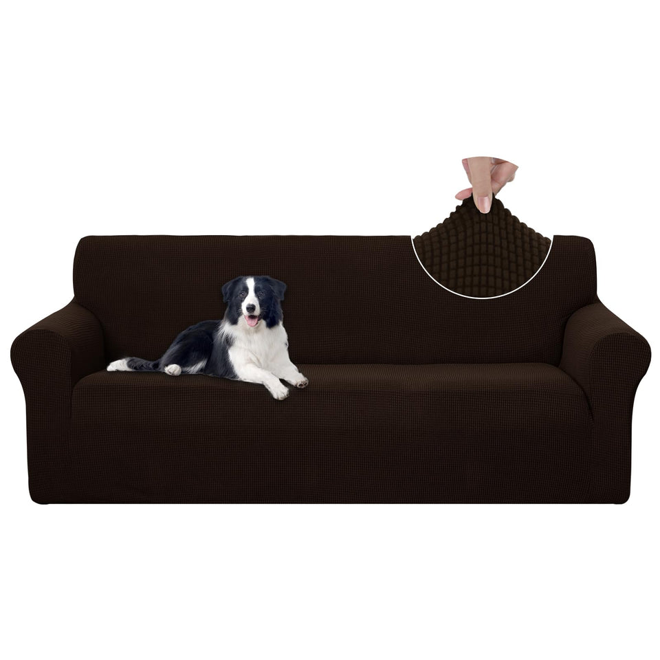 U-NICE HOME stretch couch cover on sofa with secure non-slip fit.