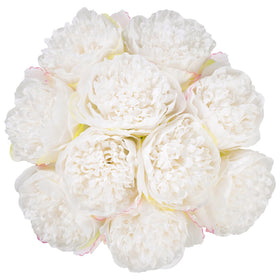 U'Artlines 20-heads artificial peony bouquet in cream white for elegant home decor.