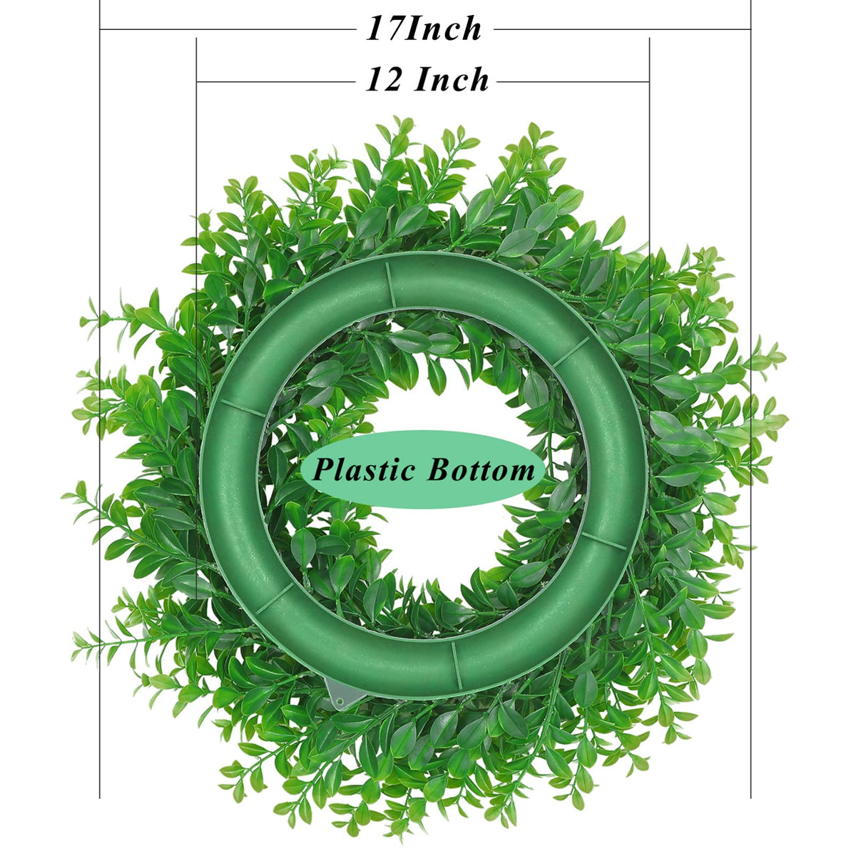 U'Artlines 17-inch artificial greenery wreath setup shows full coverage for versatile decor.