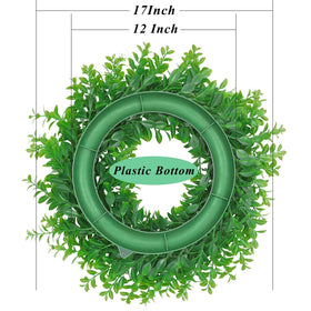 U'Artlines 17-inch artificial greenery wreath setup shows full coverage for versatile decor.