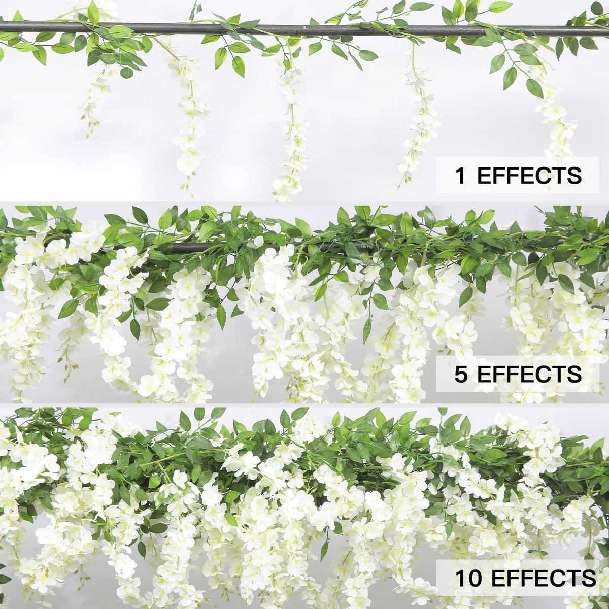 U'Artlines wisteria garland at a wedding table setting, adds romantic ambience