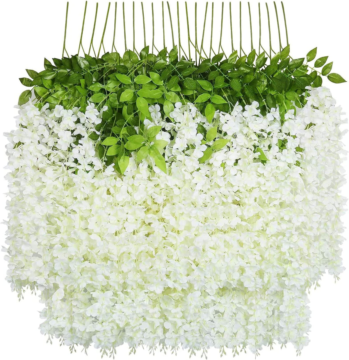 U'Artlines wisteria garland close-up showing lifelike petals for elegant wedding decor.