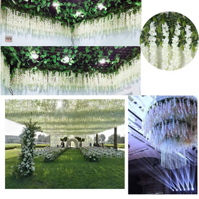 U'Artlines wisteria garland silk material for durable, life-like blooms.