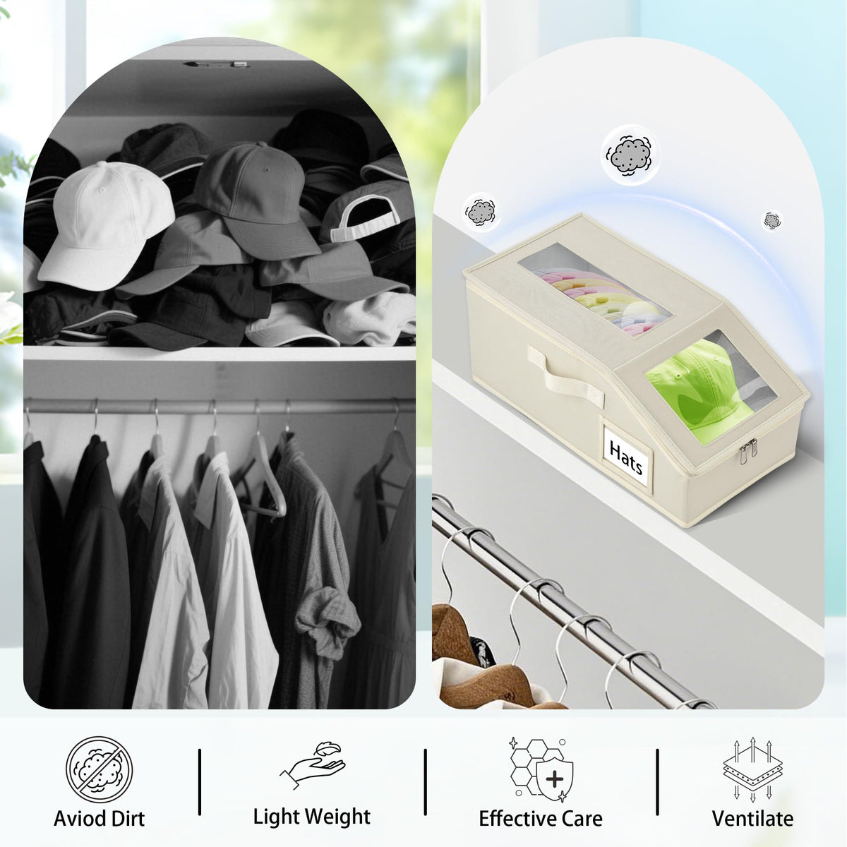 Uawsyut collapsible beige hat storage saves space when not in use