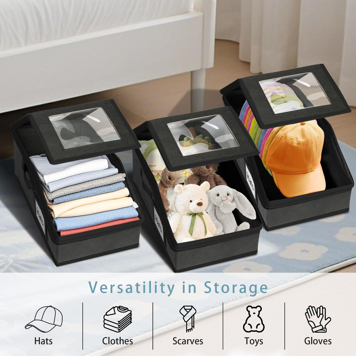 Uawsyut collapsible hat organizer helps reclaim space when not in use.