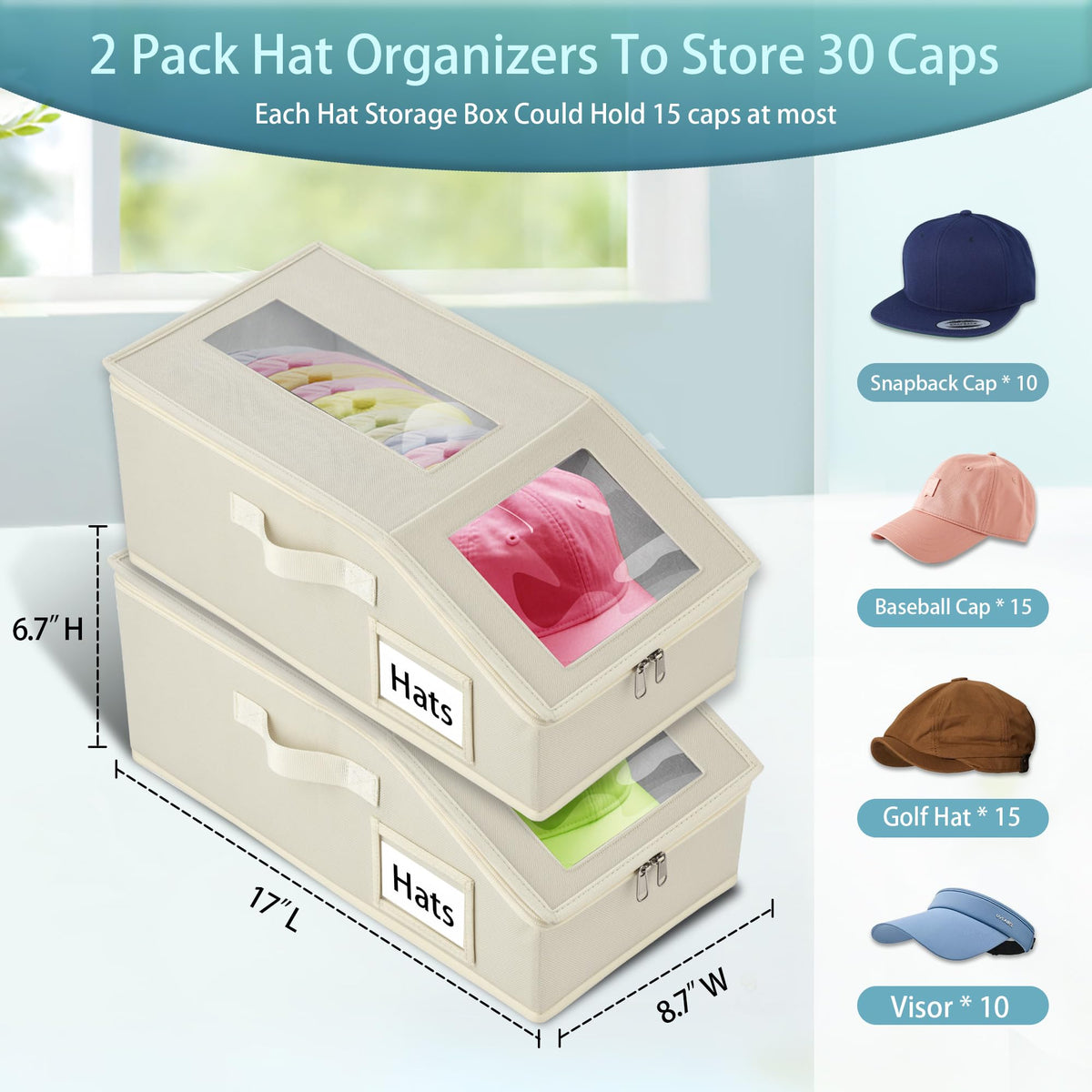 Uawsyut dust-proof cap organizer keeps hats clean