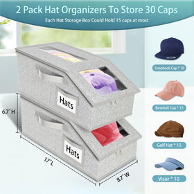 Uawsyut hat organizer with two visible windows lets you spot caps quickly without opening.