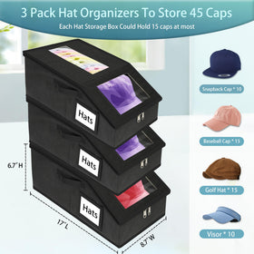 Uawsyut hat storage boxes with two clear windows enable quick cap selection.
