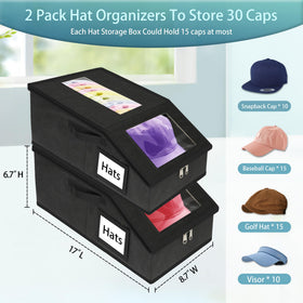 Uawsyut hat storage with two clear windows for quick cap retrieval.