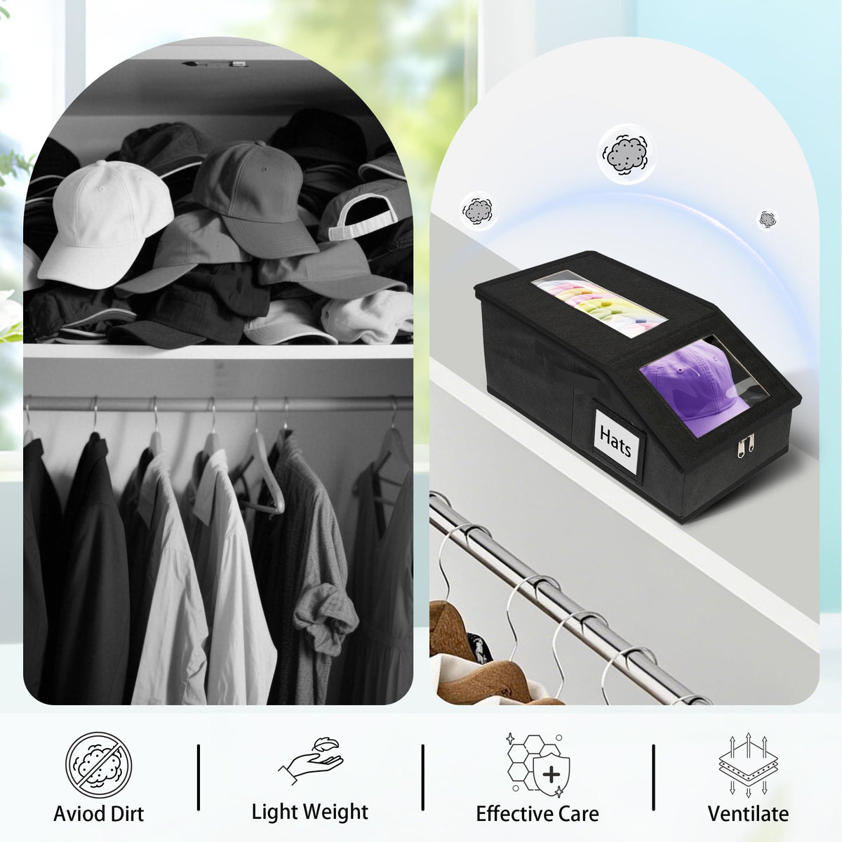 Uawsyut large-cap storage fits snapbacks and trucker hats.