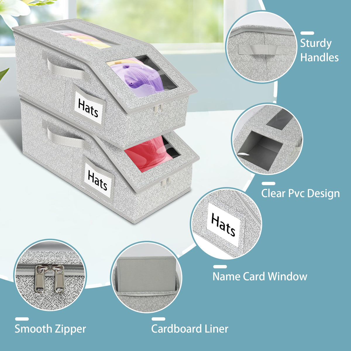 Uawsyut large-capacity storage holds up to 30 hats for clutter-free shelves.