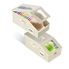 Uawsyut stackable hat storage boxes with two windows for quick viewing