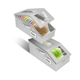 Uawsyut stackable hat storage boxes demonstrate tidy closet organization for easy access.