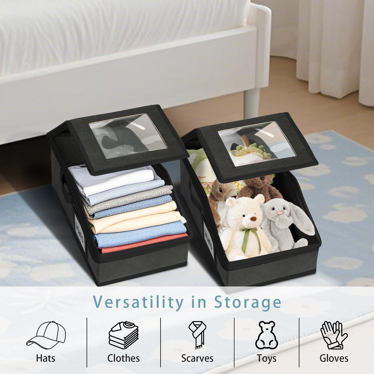 Uawsyut two-pack hat storage with sturdy cardboard foundation.