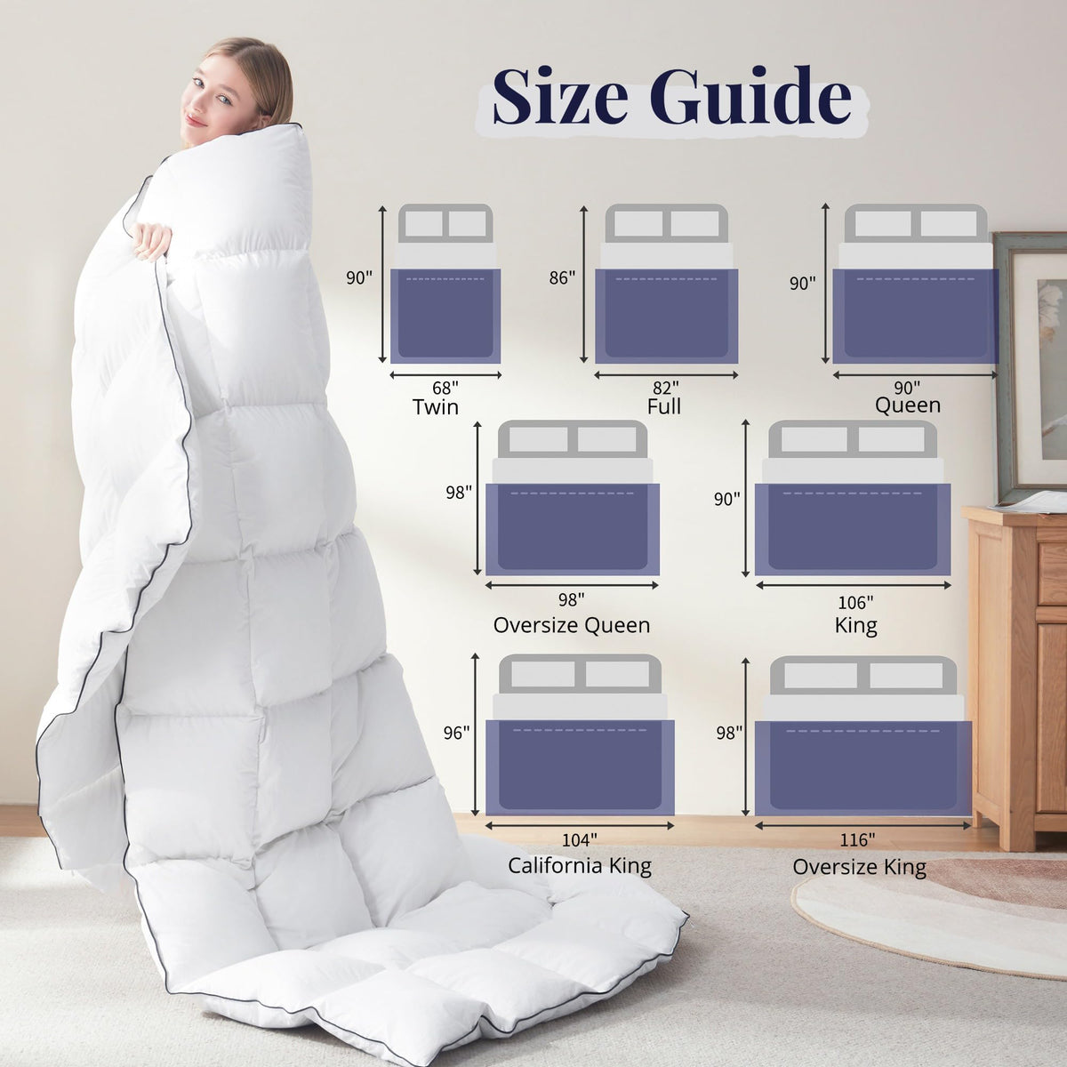 Ubauba all-season use supports year-round bedroom comfort.