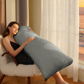 Ubauba Memory Foam Body Pillow with diamond-quilted design provides durable, plush support.