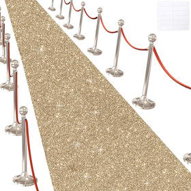 UBCGOTT Glitter Champagne Gold carpet runner creates a glamorous wedding entrance.