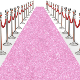 UBCGOTT Glitter Pink Carpet Runner easy removal without floor damage.