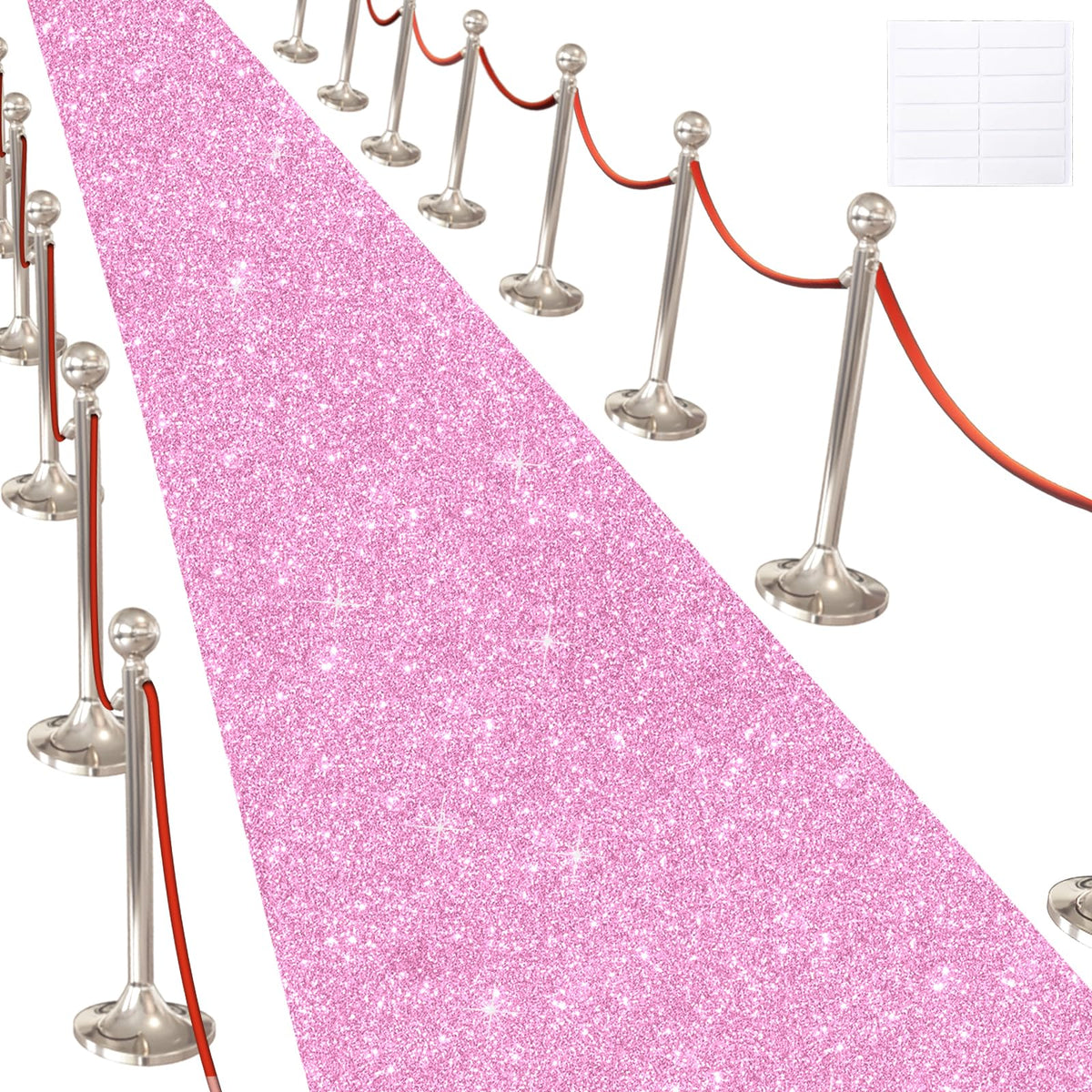 UBCGOTT Glitter Pink Carpet Runner wide shot highlighting a glamorous event entrance.