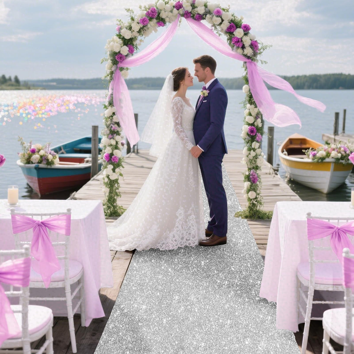 UBCGOTT glitter runner wedding aisle adds glamour to ceremonies and photos.