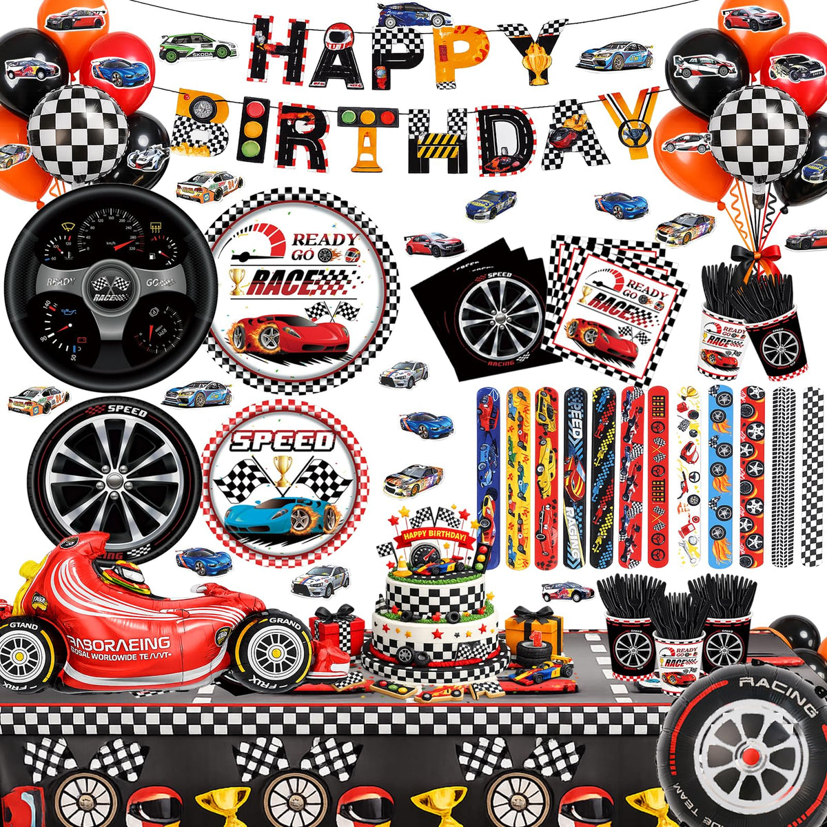 UBGKCJSJ racecar banner enhances party entrance with bold racing visuals.