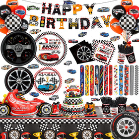 UBGKCJSJ racecar banner enhances party entrance with bold racing visuals.