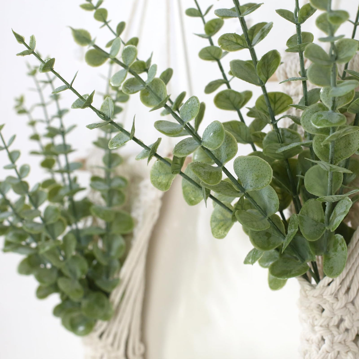 UBOSU artificial eucalyptus close-up showing maintenance-free greenery for any room