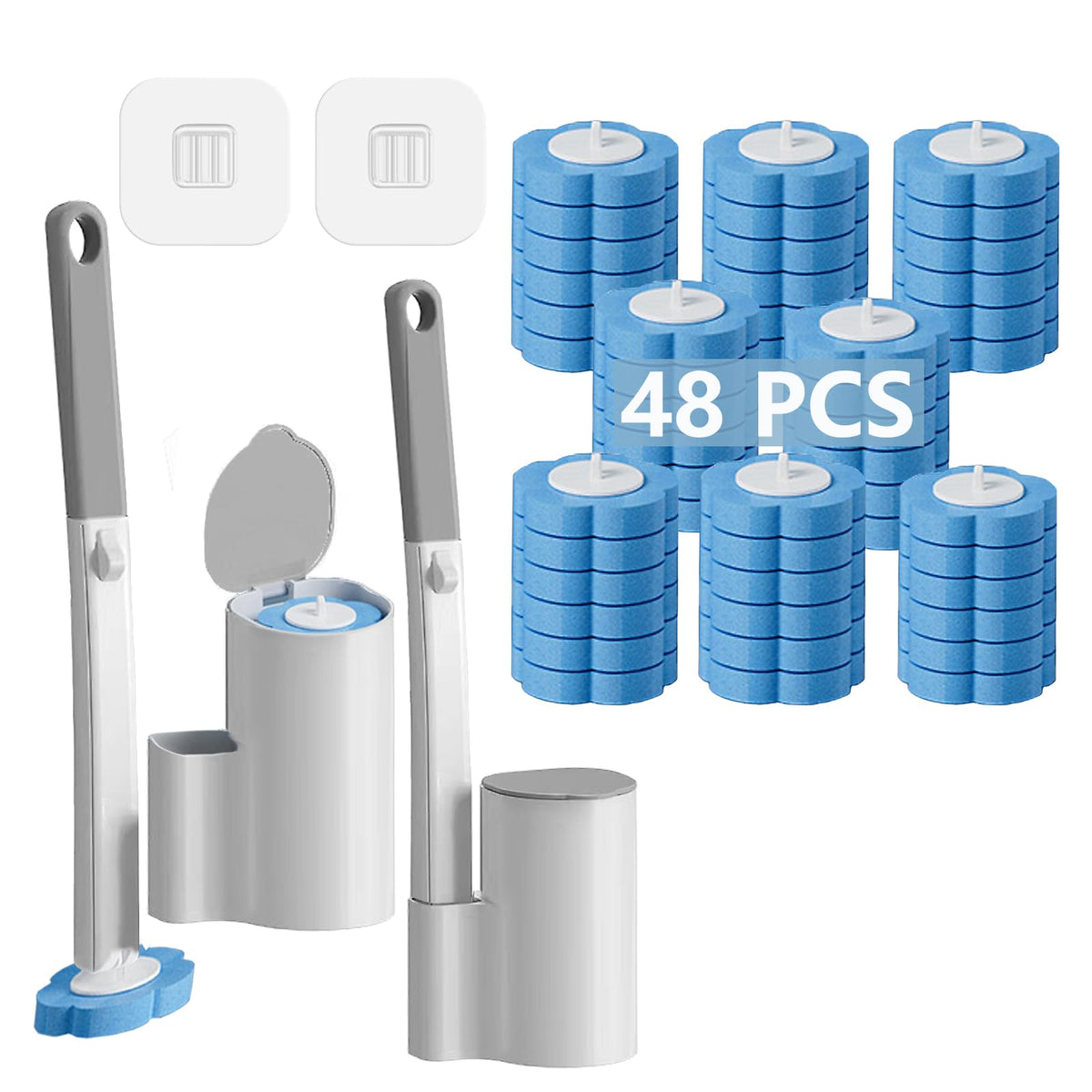 Ucaimao 2-pack disposable toilet brush with extended handle for deep rim reach