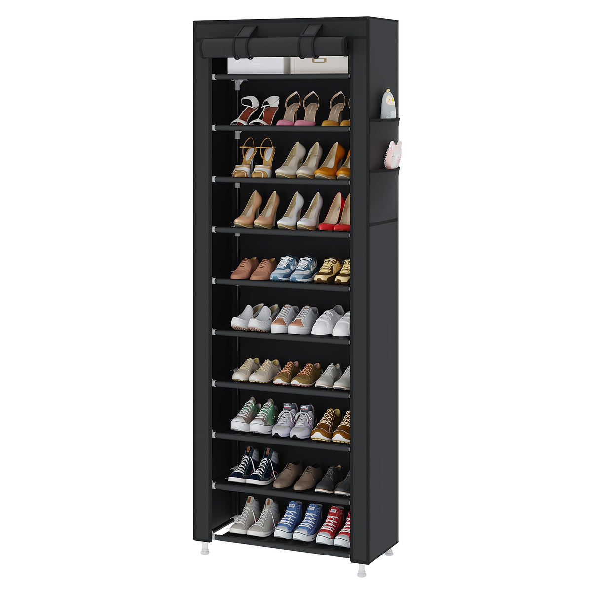 UDEAR 10-tier shoe rack assembly showing sturdy frame and ample storage space
