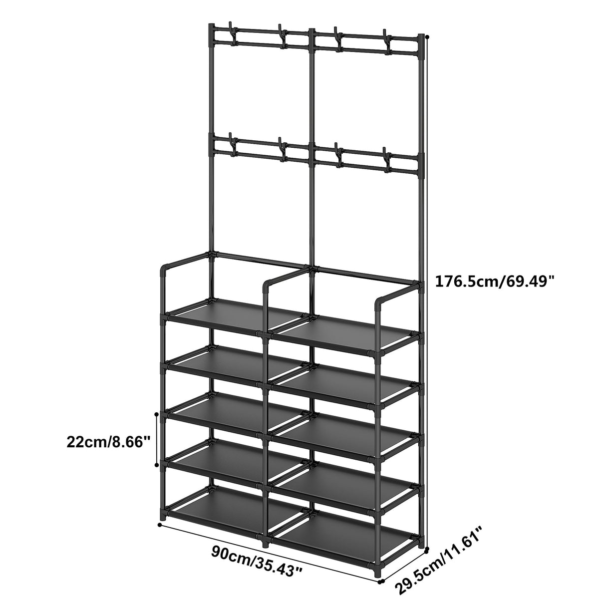 UDEAR coat rack placed in a bedroom corner for compact storage