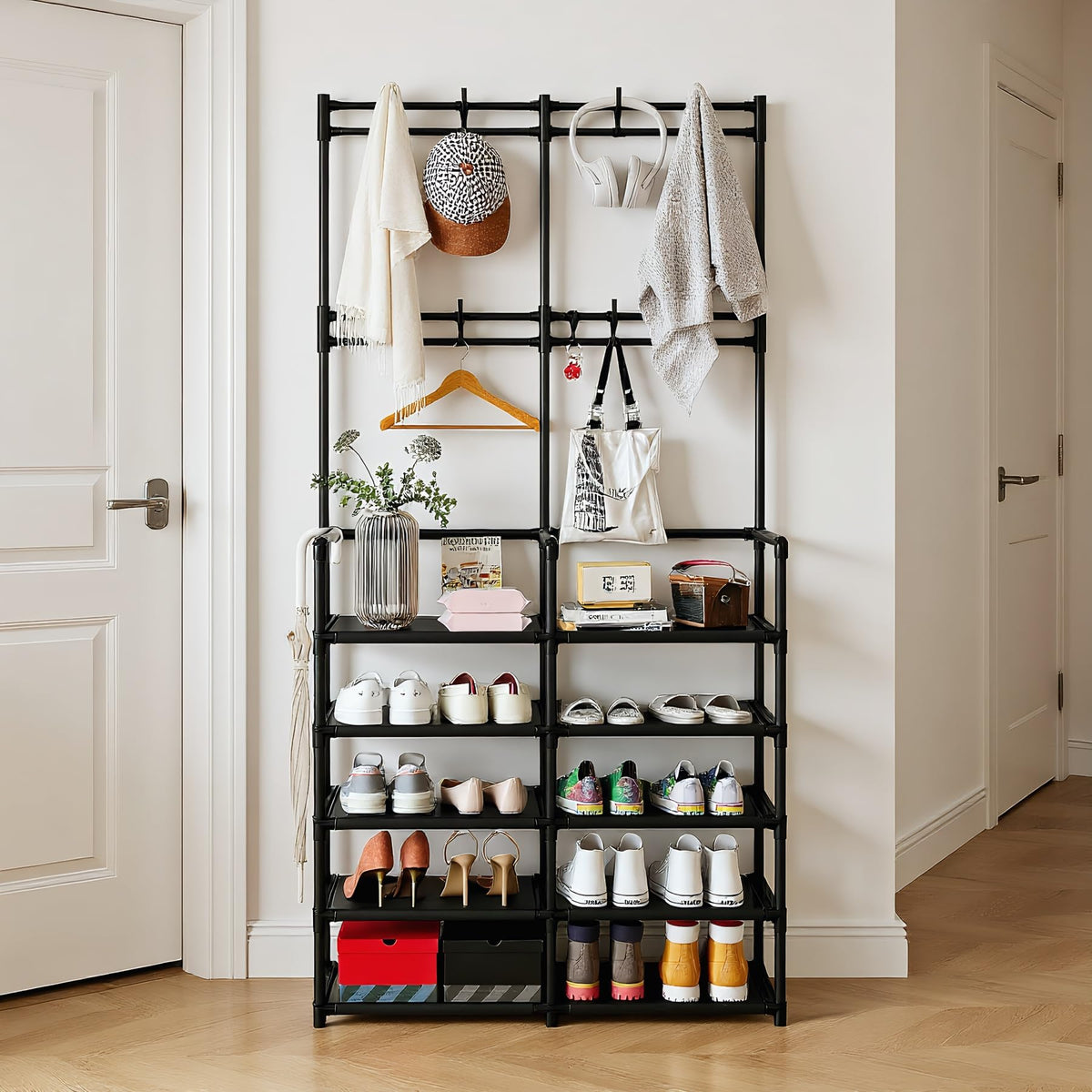 UDEAR double-row shoe organizer top view illustrating ample space