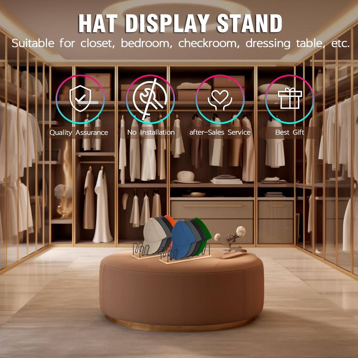 UdoUto closet rack keeps hats accessible during daily routines