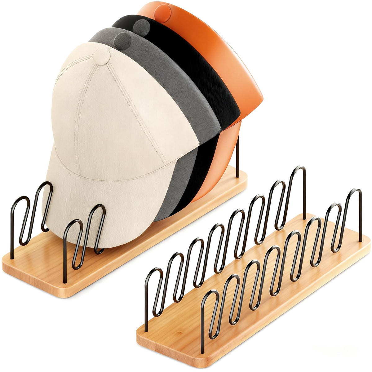 UdoUto hat organizer two-pack holds 14 caps for clutter-free storage.