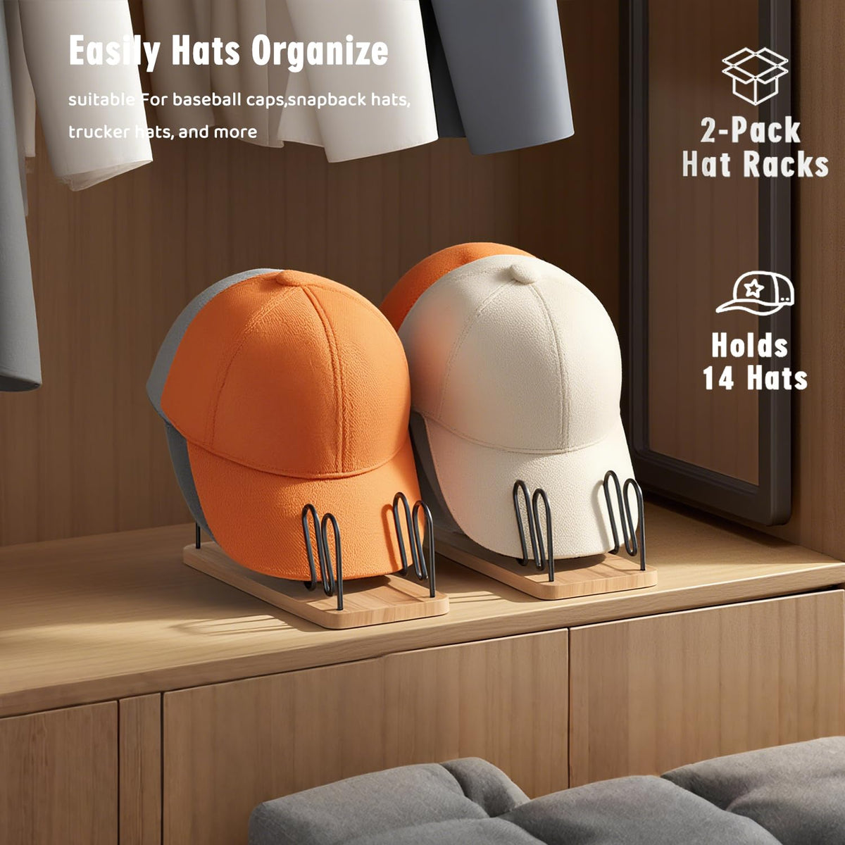 UdoUto hat rack blends wood and metal for stylish durability.