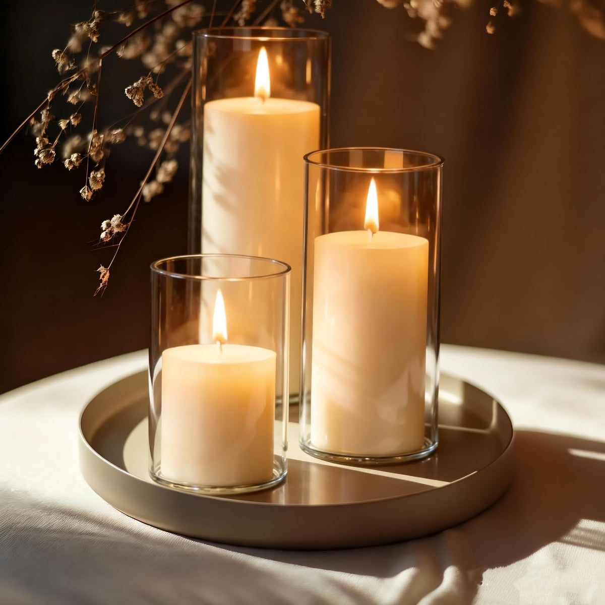 UDU hurricane candle holders showcasing borosilicate glass for durable decor.