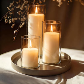 UDU hurricane candle holders showcasing borosilicate glass for durable decor.