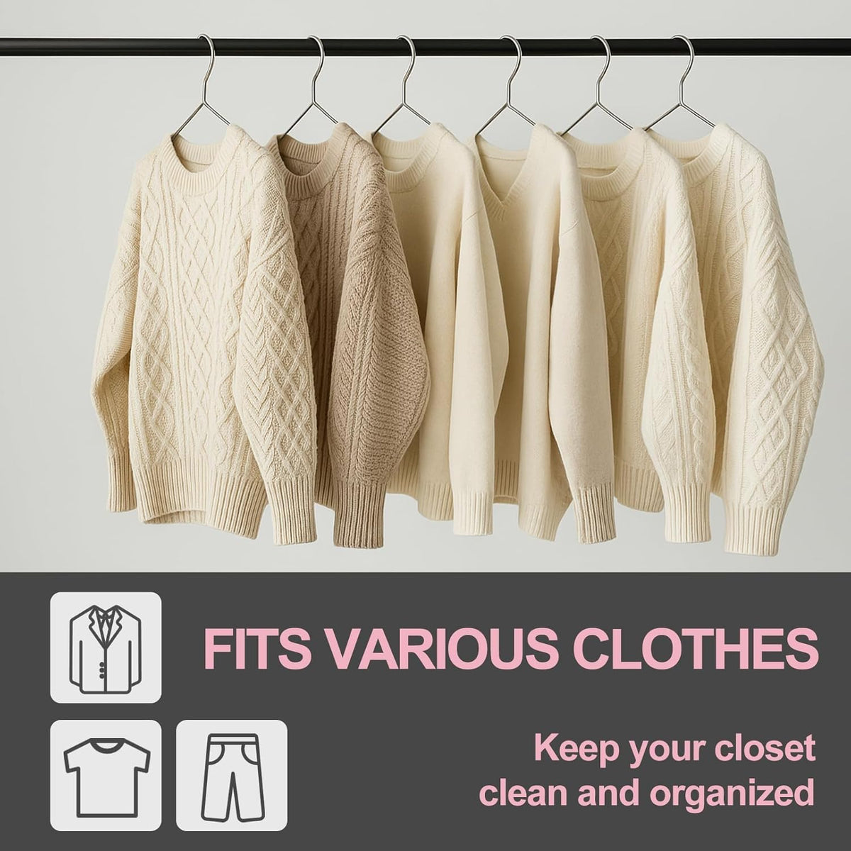 UEAKPIC elegant silver finish resists rust and adds premium closet look.