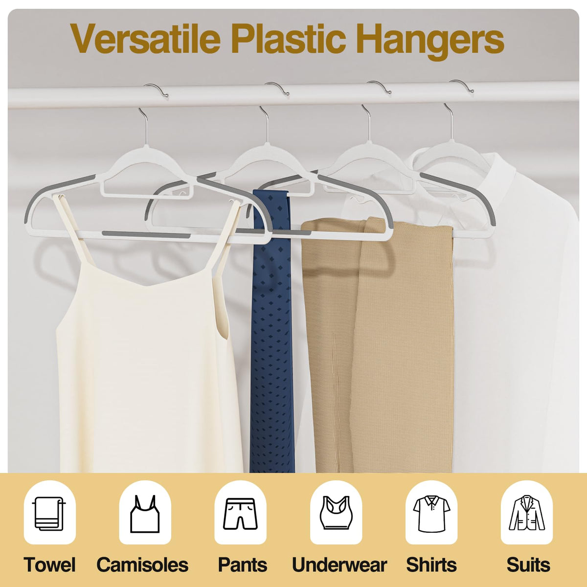 UEAKPIC white and gray finish hangers in a stack