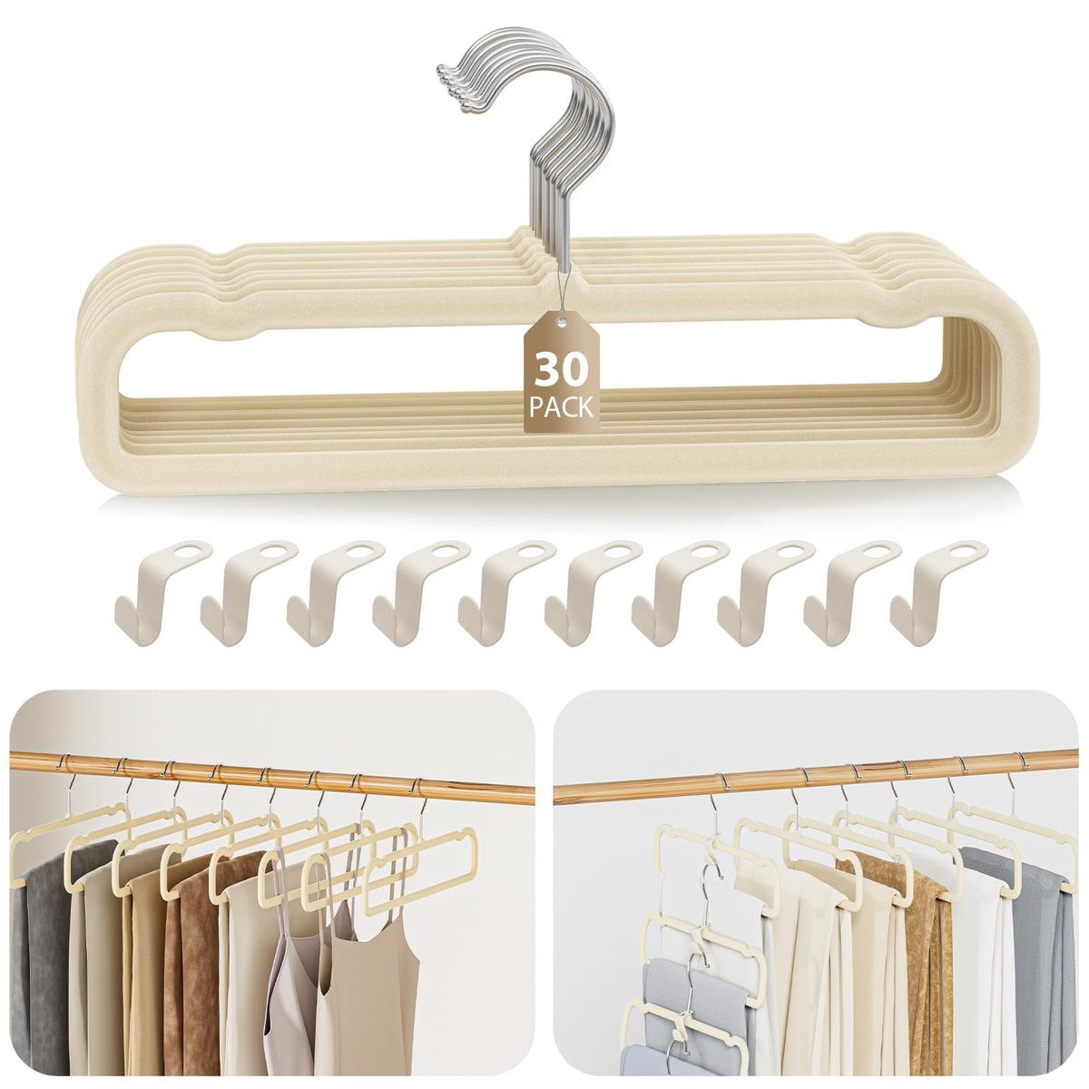 UEAKPIC Velvet Felt Pants Hangers with 360° hook for space-saving closet organization.
