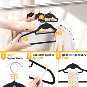 Anti-slip velvet surface on UEAKPIC hangers grips fabrics securely