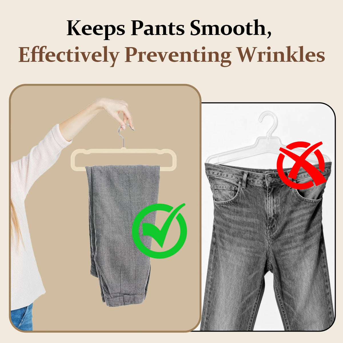 UEAKPIC Velvet Felt Hangers support up to 16.5 lb per hanger for heavy pants.