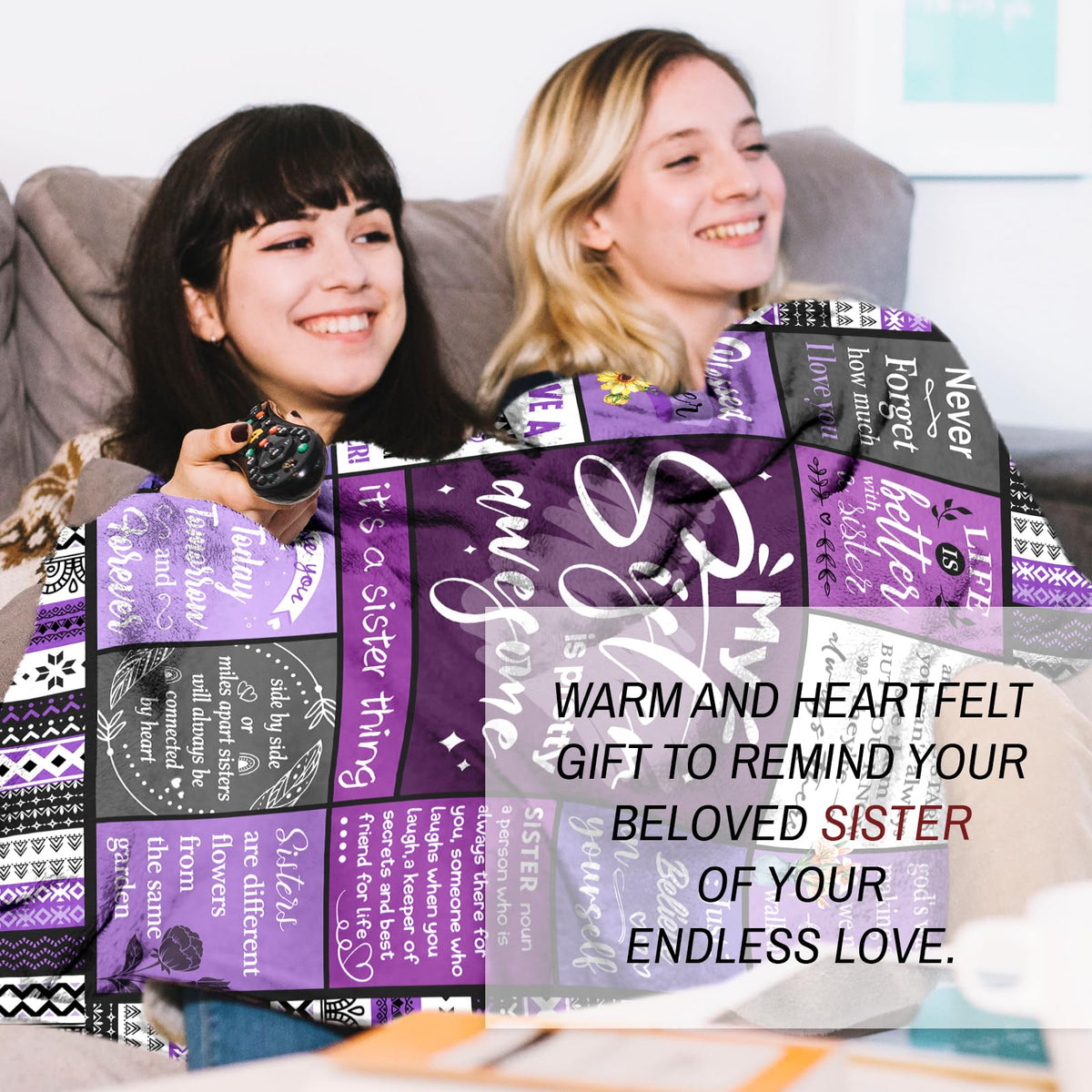 Ueedklaayy Sister Gifts Blanket folded on bed adds elegant color to bedroom
