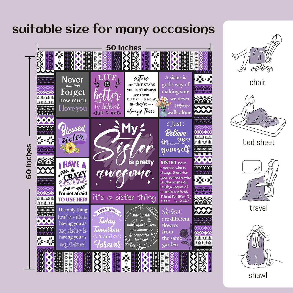 Ueedklaayy Sister Gifts Blanket gift-ready wrap adds anticipation