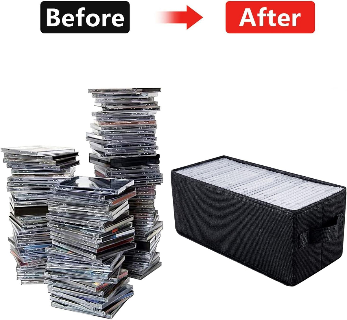UENTIP CD storage boxes stackable design saves space and simplifies shelving.